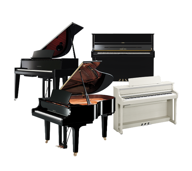 Group of four Yamaha Pianos