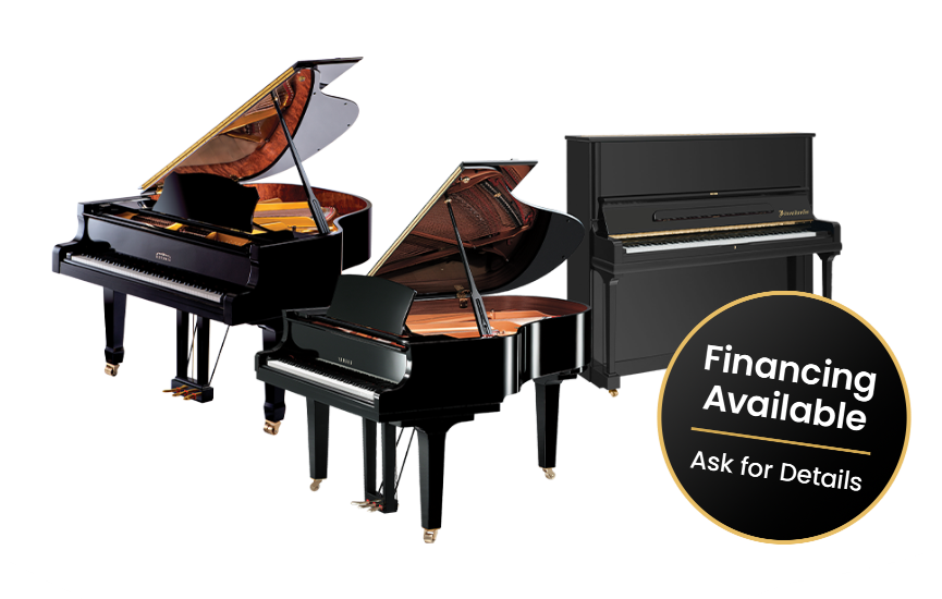 Group of three Yamaha Pianos